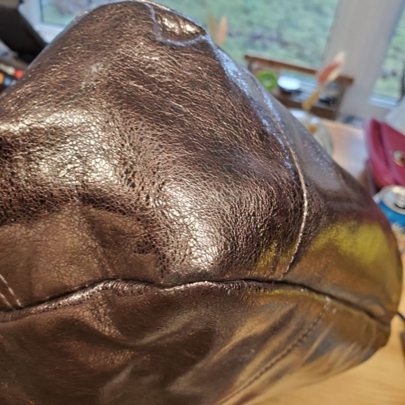 $SIS Coach Blush Pewter Metallic Leather Tote - Picture 6 of 8